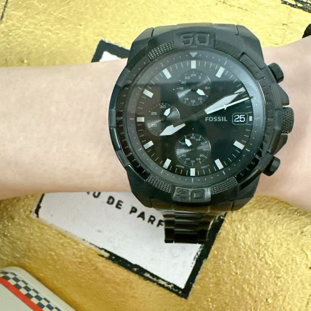 Fossil FS5853 Bronson Chronograph Black Dial Black Steel Strap Men's Watch